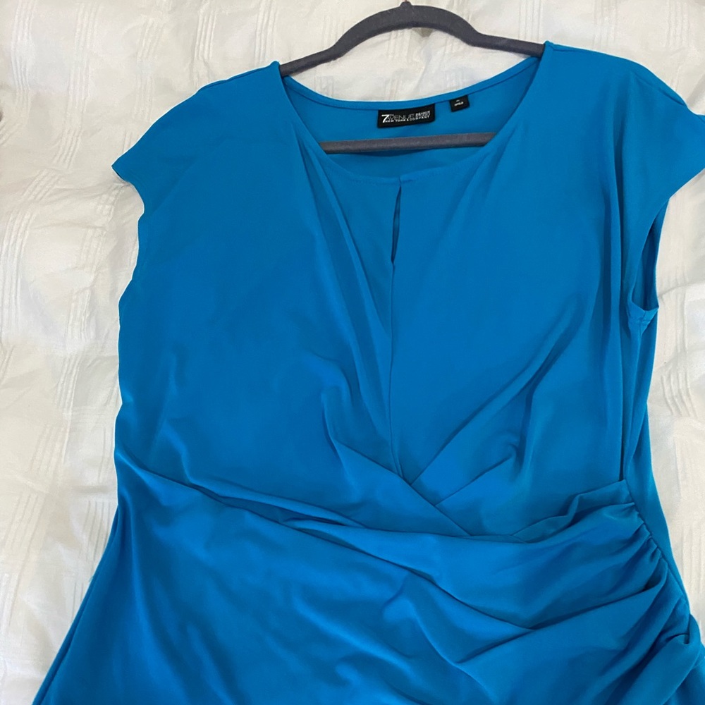 Royal blue blouse.